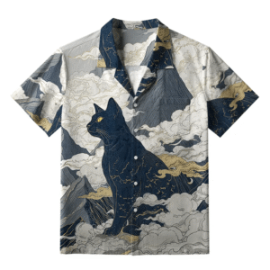 Cat Amidst Hawaiian Shirt