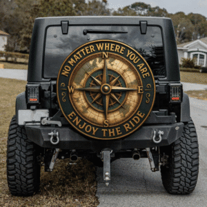 Vintage Bronze Compass Spare Tire Cover