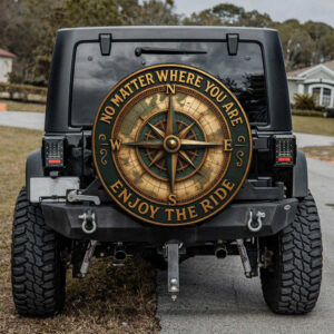 Vintage Bronze Compass Spare Tire Cover